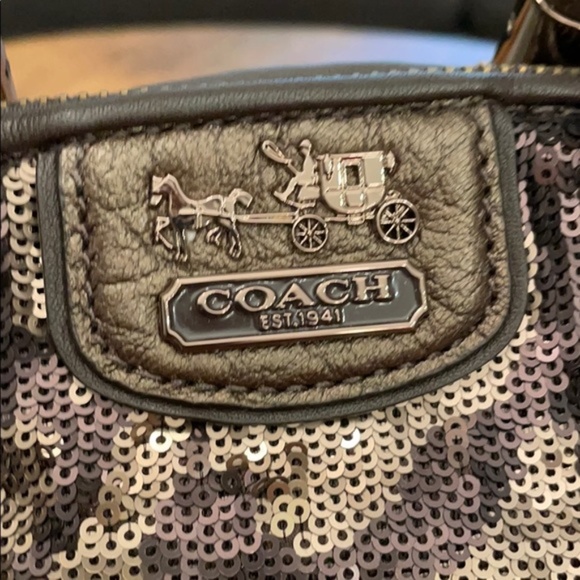 COACH Leopard Sequin Satchel  PRISTINE Condition - Picture 6 of 8